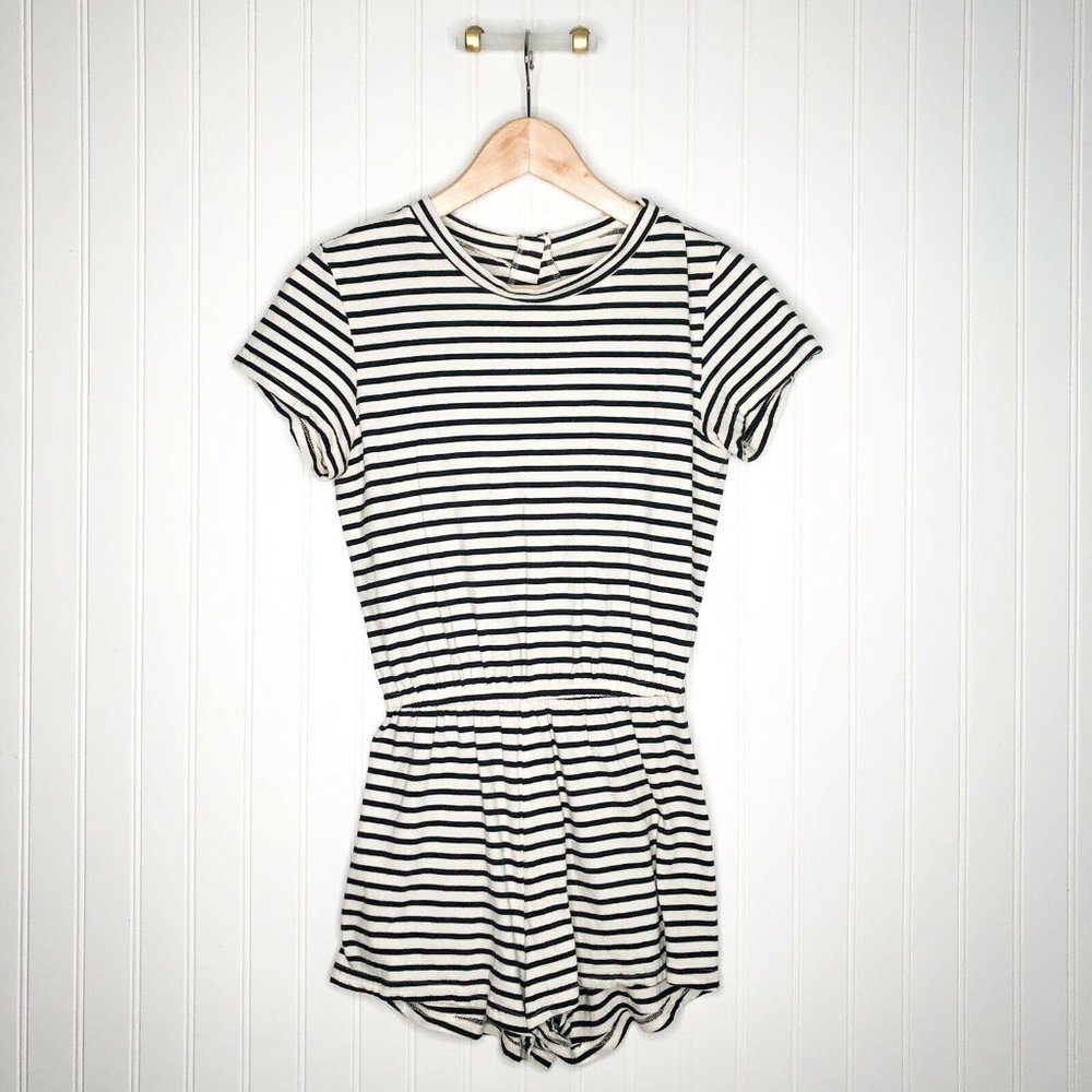 AMERICAN APPAREL small Black White Stripe Romper S